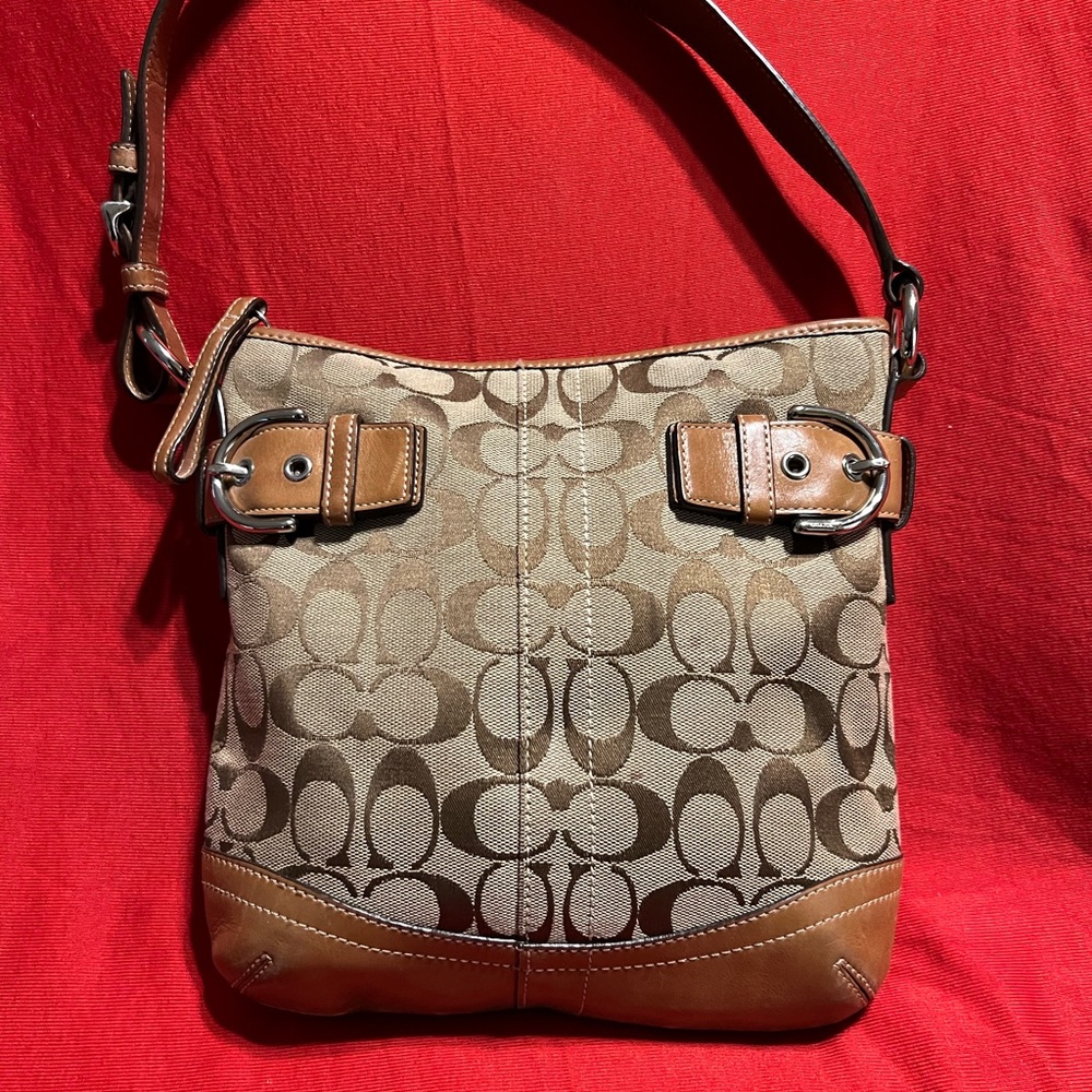Small Vintage Coach Purse with Leather Trim